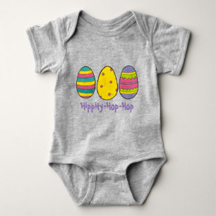Hippity-Hop-Hop Pink Easter Bunny Egg Hunt Eggs Baby Bodysuit