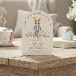 Hippity Hop Watercolor Bunny Floral Baby Shower In Invitation