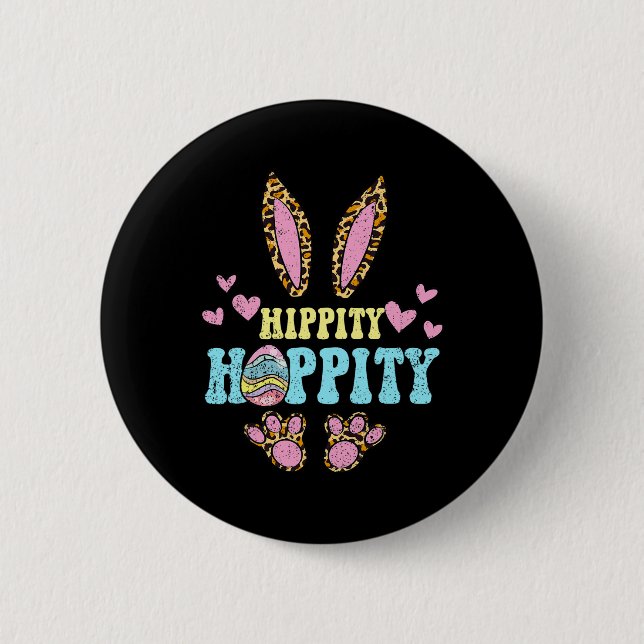 Hippity Hoppity Easter Bunny Egg Hunting Rabbit Sp 6 Cm Round Badge (Front)