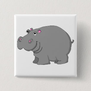 hippo 15 cm square badge