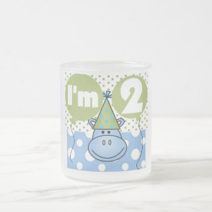 Hippo 2nd Birthday Tshirts and Gifts Frosted Glass Coffee Mug