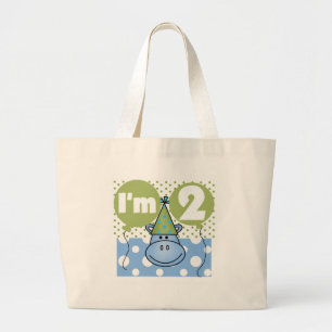 Hippo 2nd Birthday Tshirts and Gifts Large Tote Bag