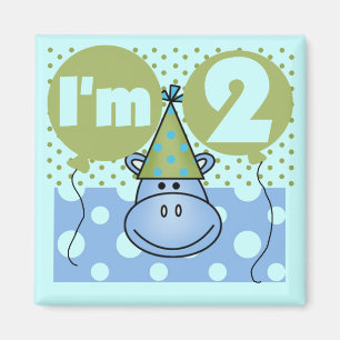Hippo 2nd Birthday Tshirts and Gifts Magnet