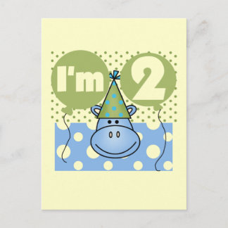 Hippo 2nd Birthday Tshirts and Gifts Postcard