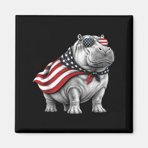 Hippo 4th Of July Aamerican Flag Patriotic Safari Magnet