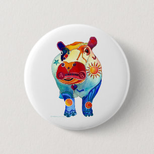 Hippo 6 Cm Round Badge