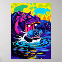 Hippo Abstract Art
