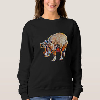 Hippo African Animals Motif Colourful Mammal Hippo Sweatshirt