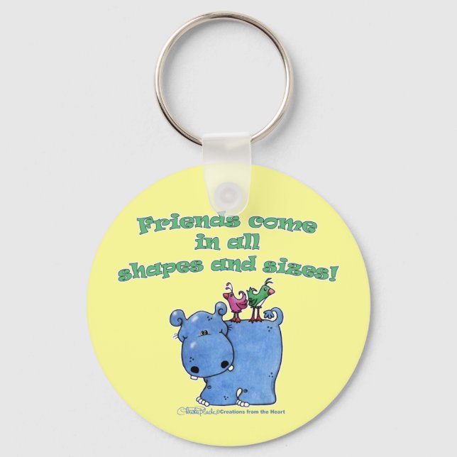 Hippo and Bird Friends Key Ring (Front)