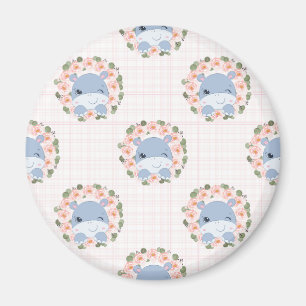 Hippo And Flower Tattoo Magnet