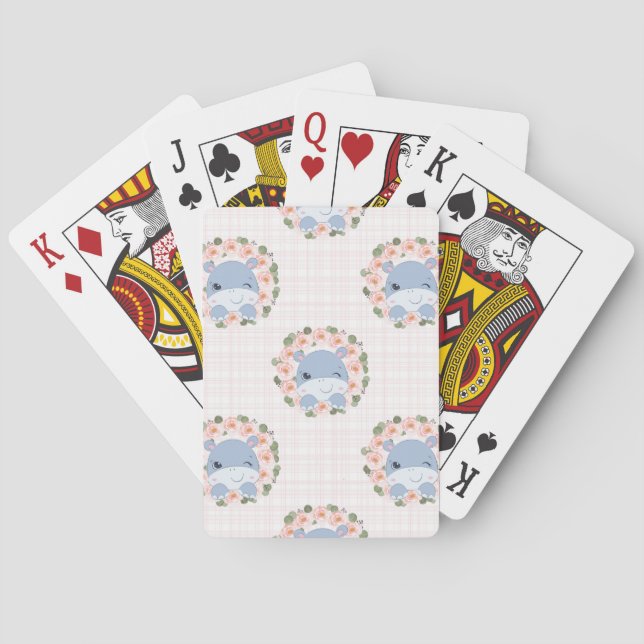 Hippo And Flower Tattoo Playing Cards (Back)