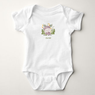 Hippo and Foliage Boy’s Personalised Baby Bodysuit