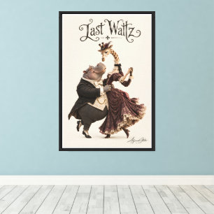 Hippo and Giraffe Dance Canvas Print