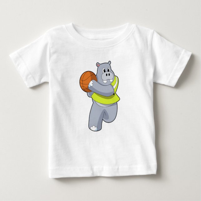 Hippo as Basketball player with Basketball.PNG Baby T-Shirt (Front)