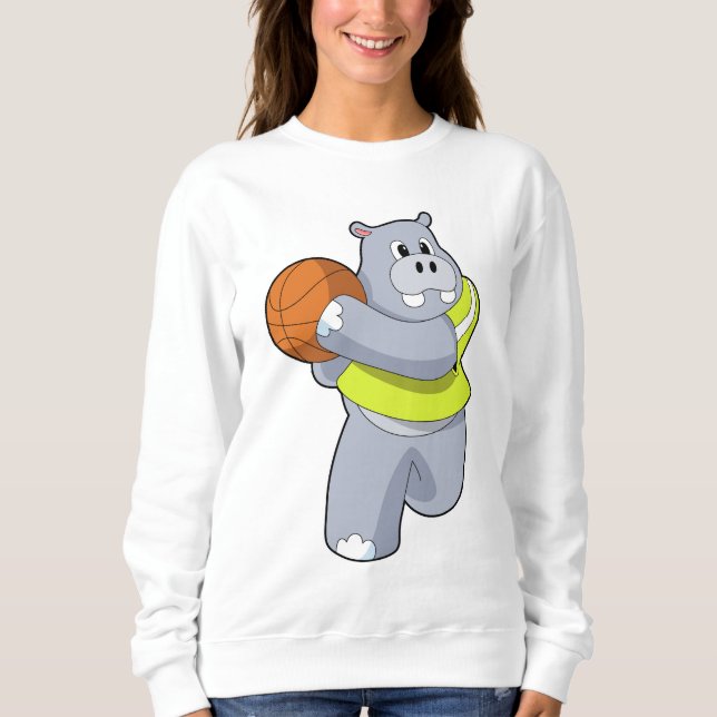 Hippo as Basketball player with Basketball.PNG Sweatshirt (Front)