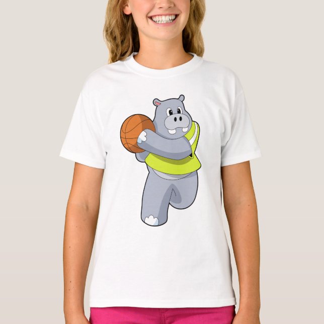 Hippo as Basketball player with Basketball.PNG T-Shirt (Front)