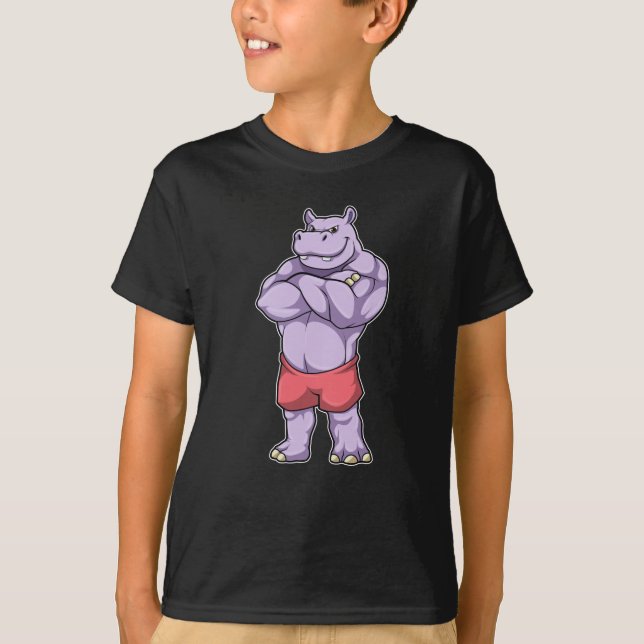 Hippo as Bodybuilder extreme T-Shirt (Front)
