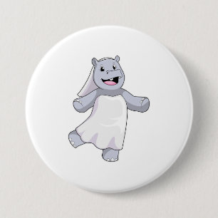 Hippo as Bride with Veil 7.5 Cm Round Badge