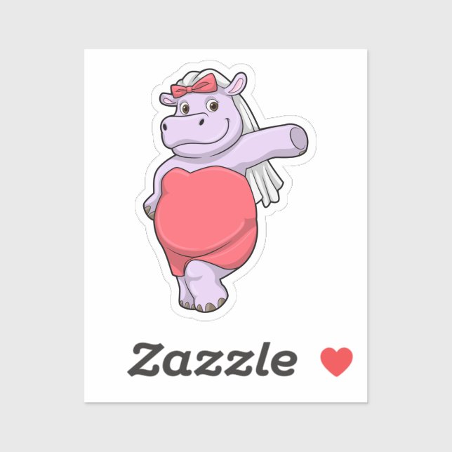 Hippo as Bride with Veil & Bow (Sheet)