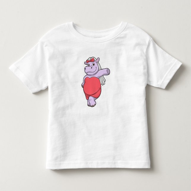 Hippo as Bride with Veil & Bow Toddler T-Shirt (Front)