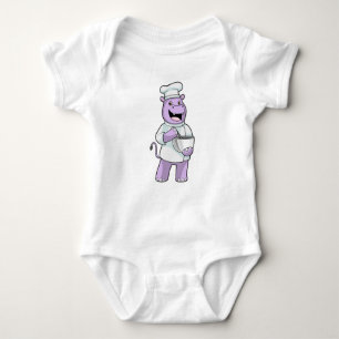 Hippo as Chef with Bowl Baby Bodysuit