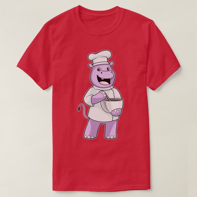 Hippo as Chef with Bowl T-Shirt (Design Front)