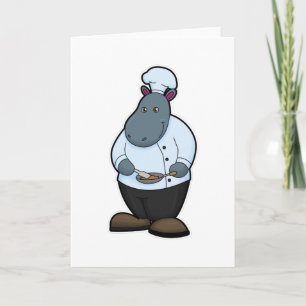 Hippo as Cook with Pan Card