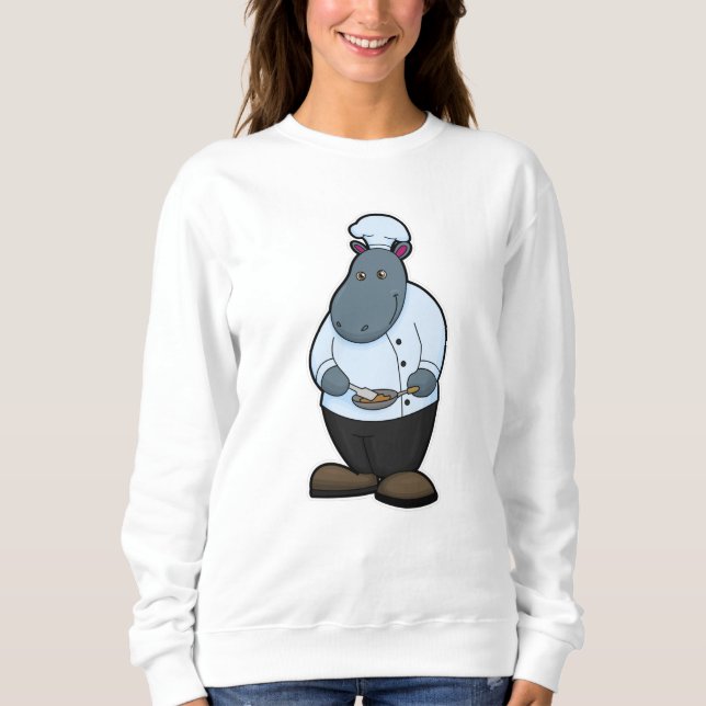 Hippo as Cook with Pan Sweatshirt (Front)
