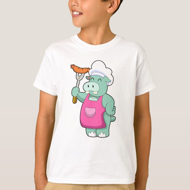 Hippo as Cook with Sausage T-Shirt (Front)