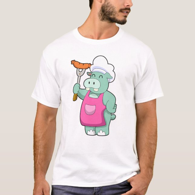 Hippo as Cook with Sausage T-Shirt (Front)
