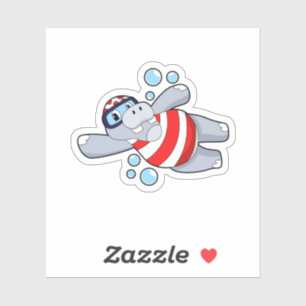 Hippo as Diver with Swimming goggles