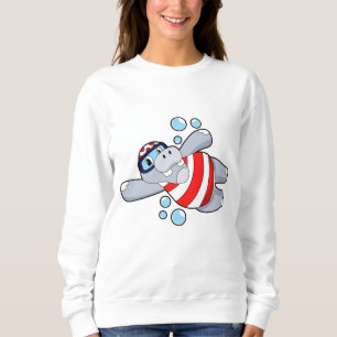 Hippo as Diver with Swimming goggles Sweatshirt