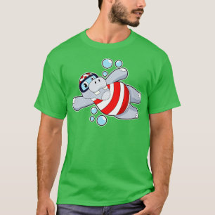 Hippo as Diver with Swimming goggles T-Shirt