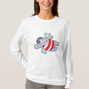 Hippo as Diver with Swimming goggles T-Shirt