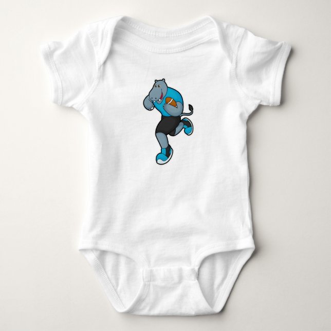Hippo as Football player with Football Baby Bodysuit (Front)