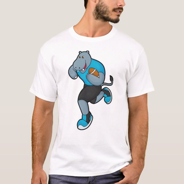 Hippo as Football player with Football T-Shirt (Front)