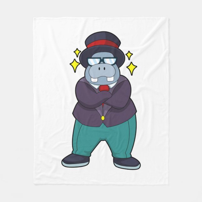 Hippo as Groom with Suit.PNG Fleece Blanket (Front)