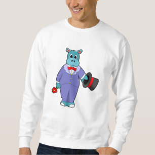 Hippo as Groom with Suit & Rose Sweatshirt