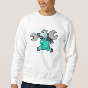 Hippo as Mechanic with Wrench Sweatshirt