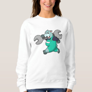 Hippo as Mechanic with Wrench Sweatshirt