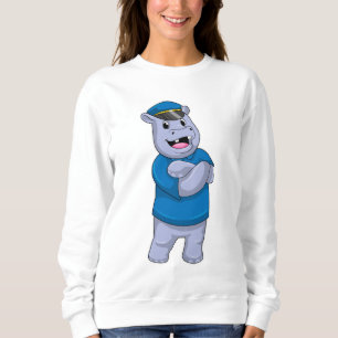 Hippo as Police officer with Police hat Sweatshirt