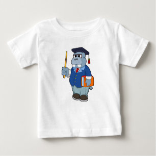 Hippo as Professor with Book Baby T-Shirt