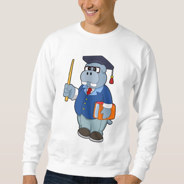 Hippo as Professor with Book Sweatshirt (Front)