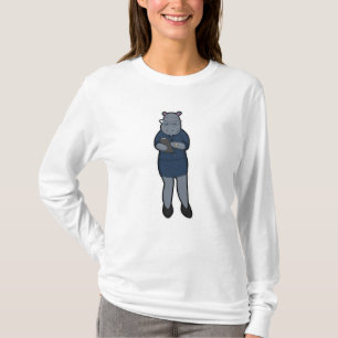 Hippo as Secretary with Notepad & Pen T-Shirt