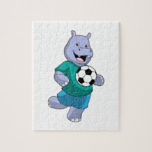 Hippo as Soccer player with Soccer Jigsaw Puzzle