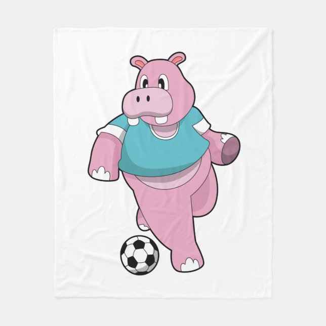 Hippo as Soccer player with Soccer.PNG Fleece Blanket (Front)