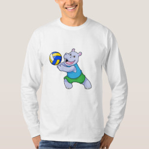 Hippo as Volleyball player with Volleyball T-Shirt