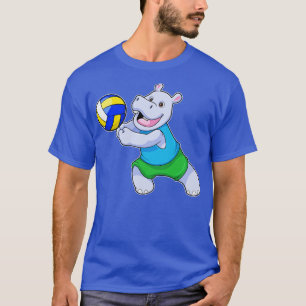Hippo as Volleyball player with Volleyball T-Shirt