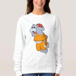 Hippo at Basketball Sports Sweatshirt
