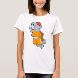 Hippo at Basketball Sports T-Shirt